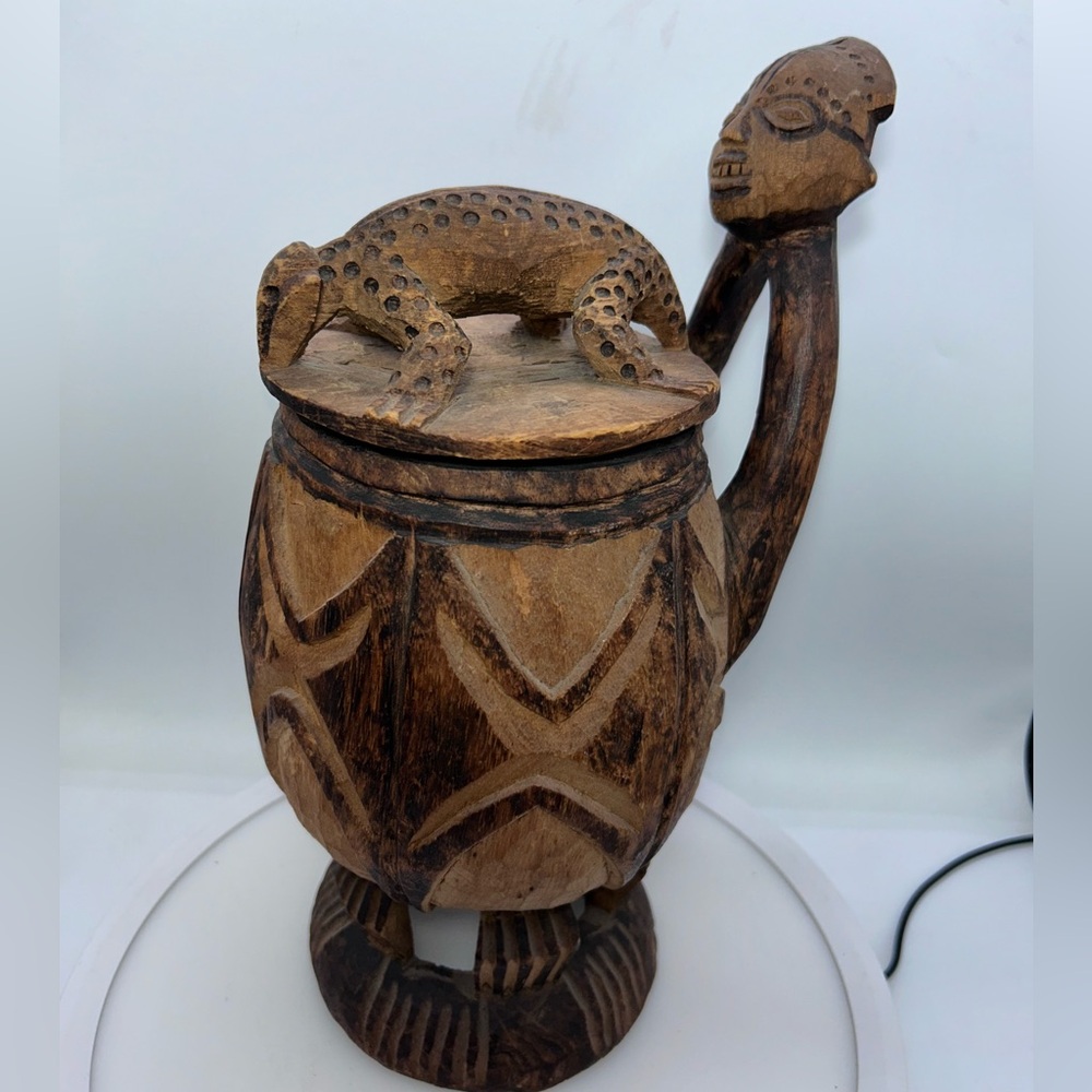 African Carved Wooden Vessel
